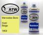 Preview: Mercedes-Benz, Gold Beige, 1802: 400ml Sprühdose + 400ml Klarlack - Set, von ATW Autoteile West.